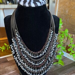 Vera Wang Silver and Black Layered Necklace